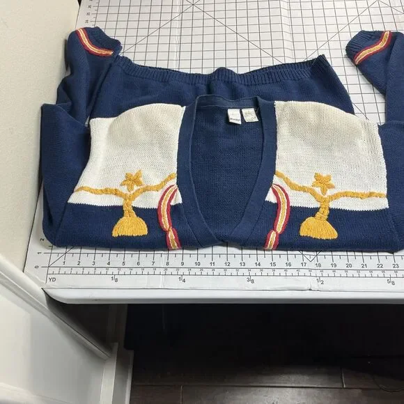 Limited Editions Vintage Nautical Embroidered Button Cardigan Sweater 80s 90s L - Picture 9 of 10